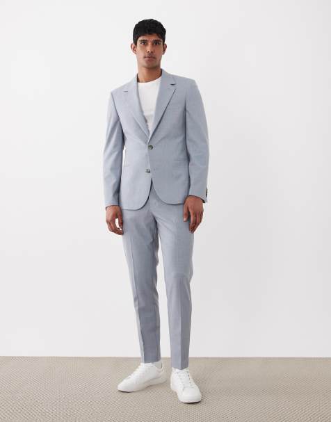 ASOS DESIGN – Skinny-Fit-Anzug in Hellblau mit kleinem Karomuster - view 1