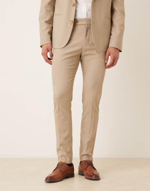 ASOS DESIGN – Skinny-Fit-Anzughose in Steinbeige mit feiner Struktur, 2 von 5