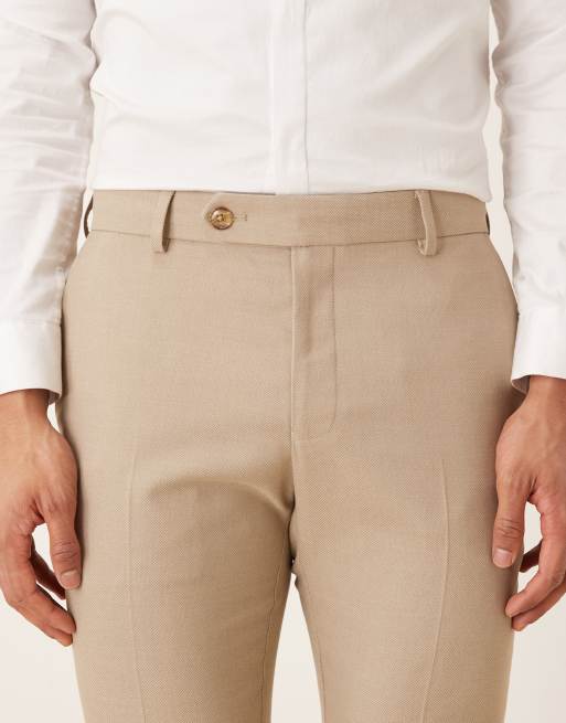 ASOS DESIGN – Skinny-Fit-Anzughose in Steinbeige mit feiner Struktur, 5 von 5