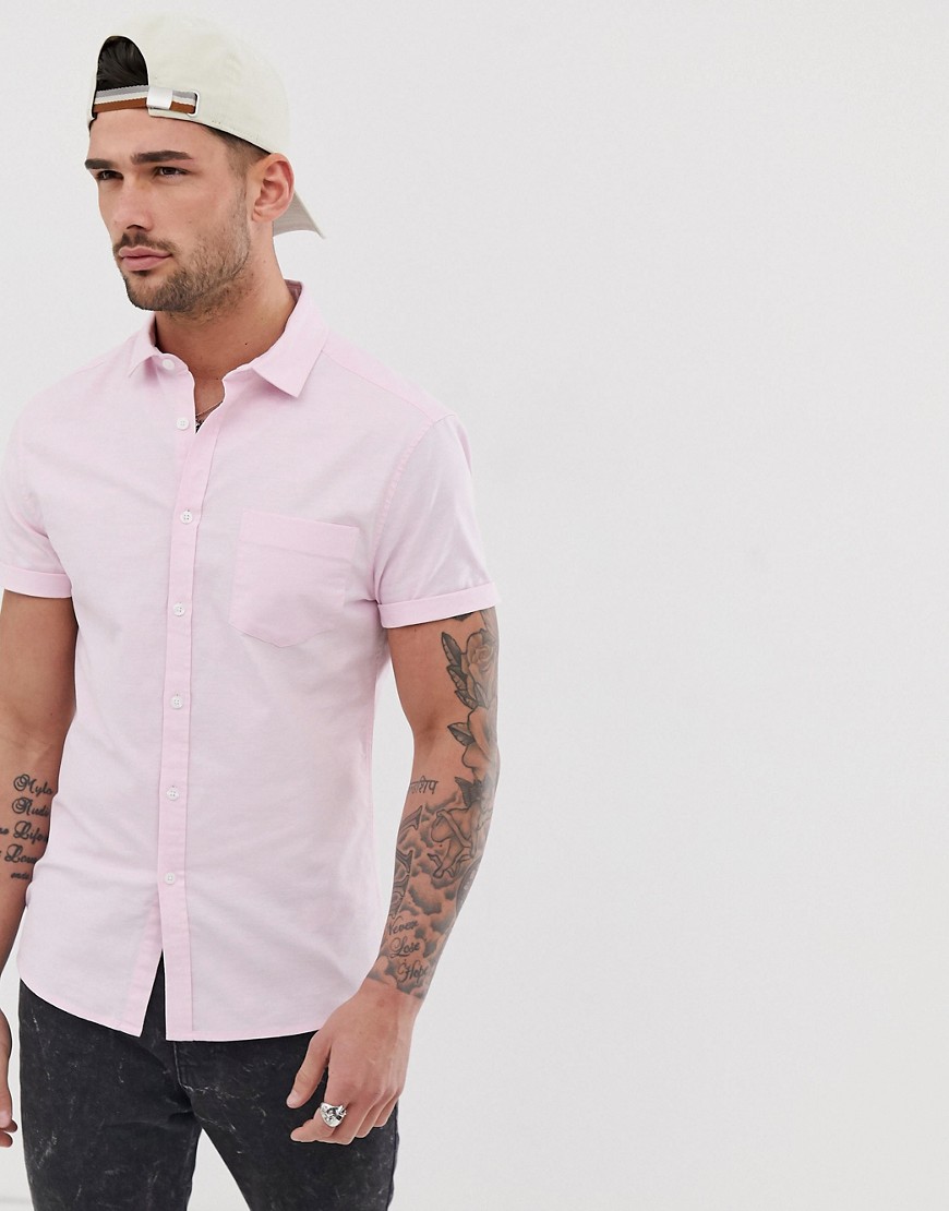 ASOS DESIGN - Skinny-fit casual Oxford overhemd in roze
