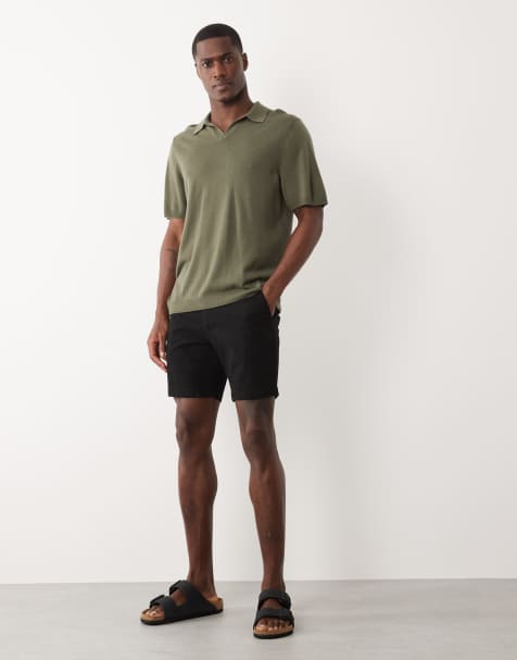 ASOS DESIGN skinny fit chino shorts in mid length in black - view 1