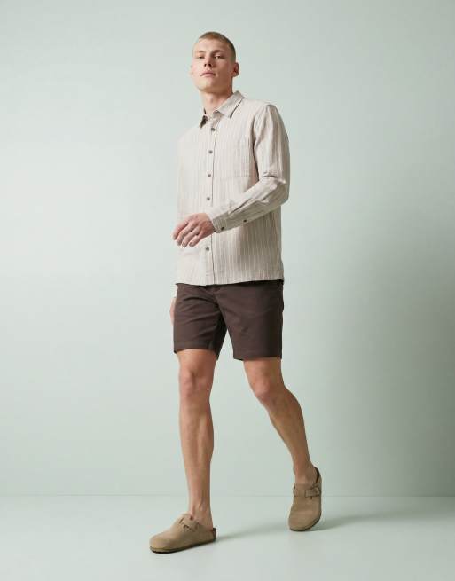 ASOS DESIGN skinny fit chino shorts in mid length in brown, 10 of 12