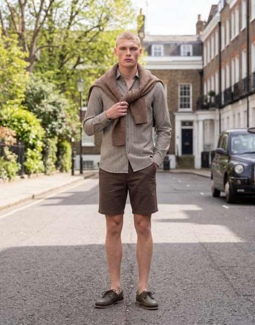 ASOS DESIGN skinny fit chino shorts in mid length in brown, 11 of 12