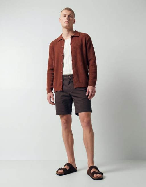 ASOS DESIGN skinny fit chino shorts in mid length in brown, 9 of 12