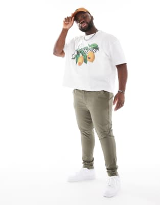 skinny fit chinos in khaki-Green