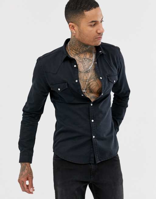 Mens slim fit 2025 western shirts