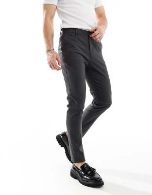 skinny fit dress pants in charcoal-Gray