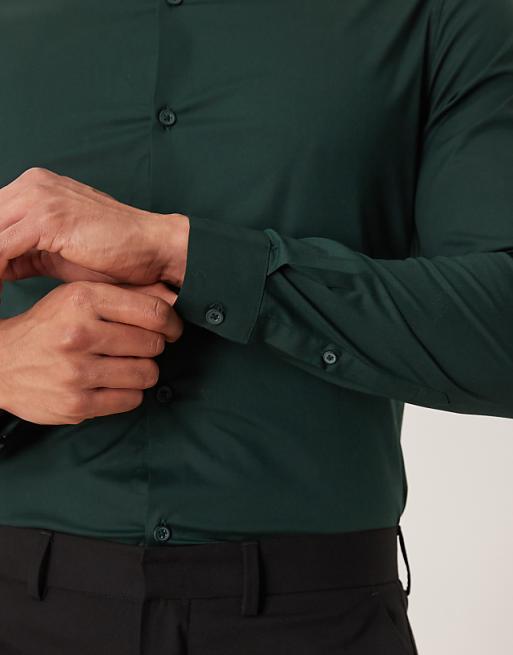 forest green dress shirt for men High-Quality Fancy Woven Long Sleeve Shirt, 2X-LARGE Introducing the Marquis 009SL Slim Fit Dress Shirt in a captivating Forest Green Men's Linen Shirt NEVADA in