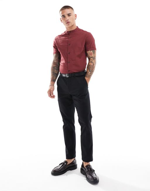 burgundy dress shirt black pants Athletic Fit Dress Shirt in Burgundy main image 0