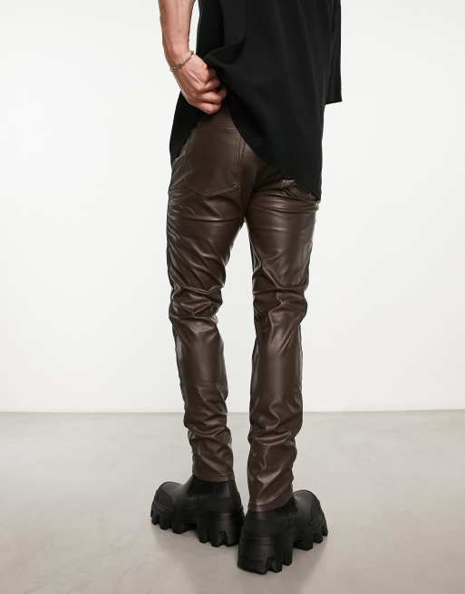 Leather skinny 2024 jeans mens