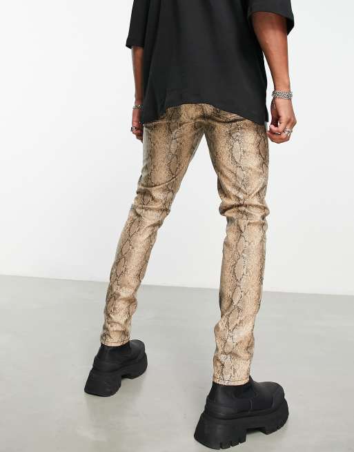 Mens snakeskin leather on sale pants