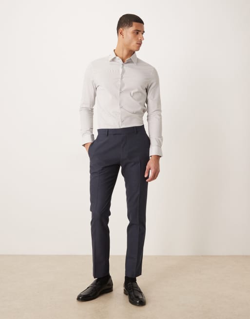 ASOS DESIGN - Skinny-fit kantooroverhemd met stretch in lichtgrijs, 2 van 5