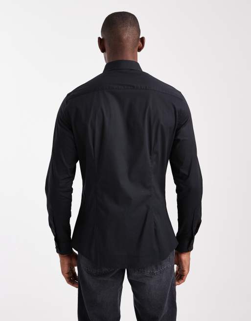 ASOS DESIGN - Skinny-fit kantooroverhemd met stretch in zwart, 3 van 5