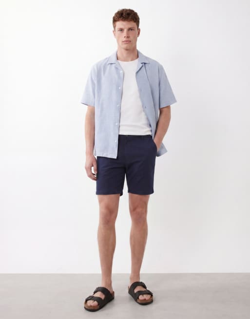 ASOS DESIGN skinny fit mid length chino shorts in navy, 2 of 5