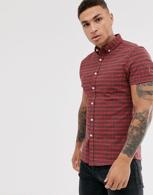 Flaming Mini Check - Short Sleeve Shirt for Men