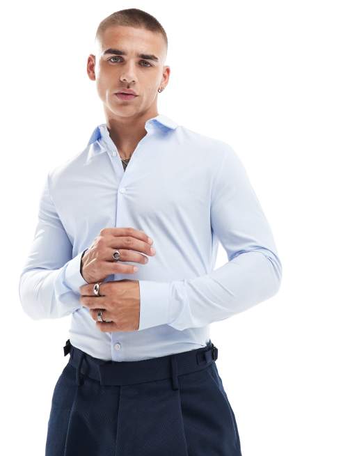 ASOS DESIGN - Skinny-fit overhemd in lichtblauw