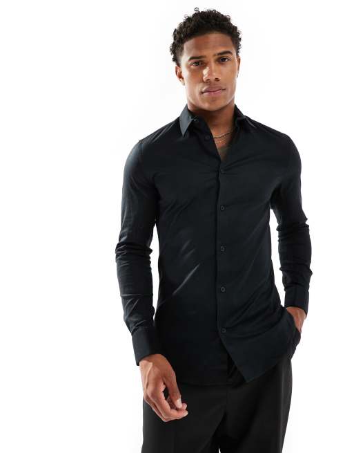 ASOS DESIGN - Skinny-fit Oxford overhemd in zwart