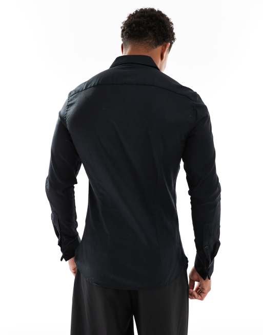 ASOS DESIGN - Skinny-fit Oxford overhemd in zwart, 2 van 4