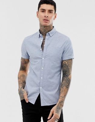 ASOS DESIGN skinny fit oxford shirt in blue | ASOS
