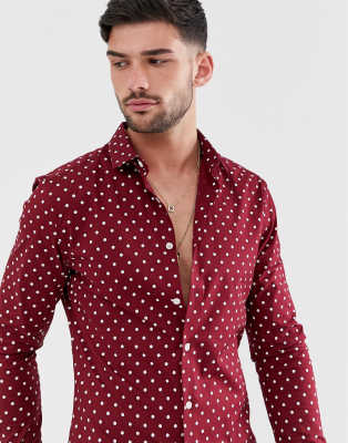 maroon polka dot top