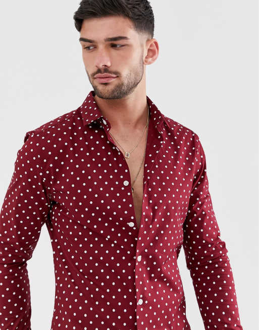 Polka dot hot sale shirt red