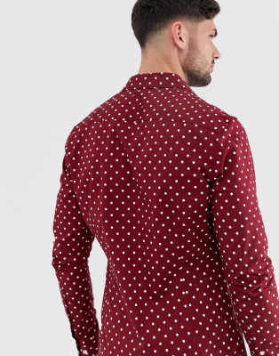 maroon polka dot top