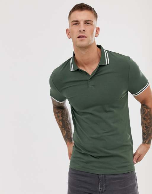 ASOS DESIGN skinny fit polo shirt with tipping