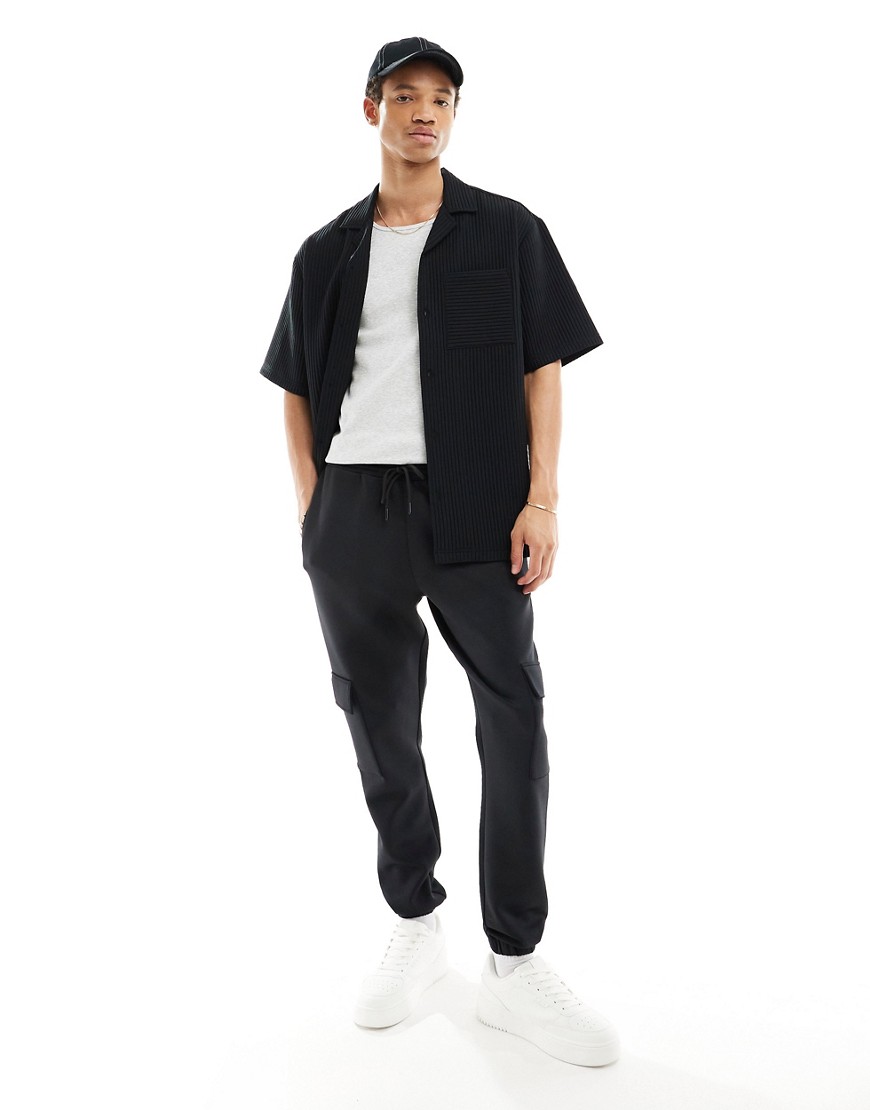 Asos Design Skinny Fit Scuba Cargo Sweatpants In Black