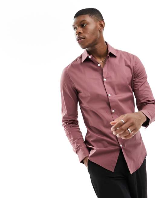 ASOS DESIGN skinny fit shirt in dusty rose