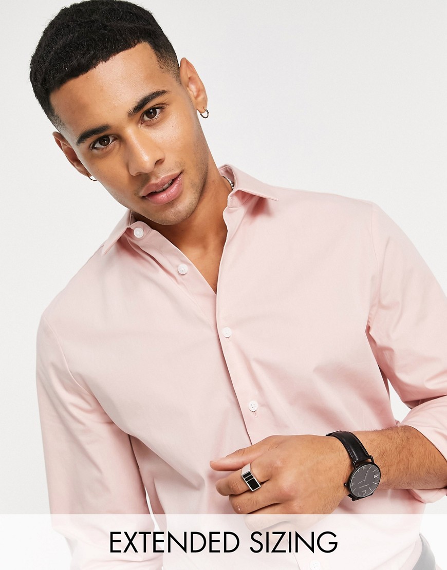 ASOS DESIGN skinny fit shirt in light pink