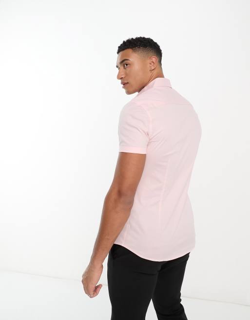 ASOS DESIGN skinny fit shirt in pale pink | ASOS