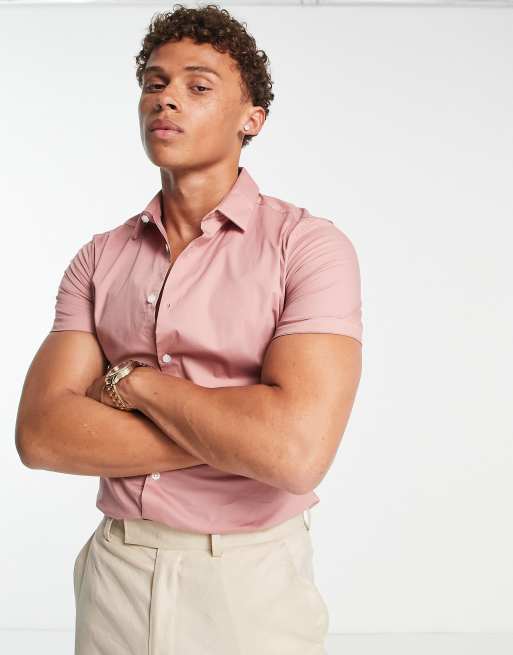 ASOS DESIGN skinny fit shirt in pink