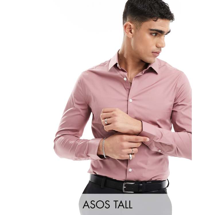 ASOS DESIGN skinny fit shirt in pink | ASOS