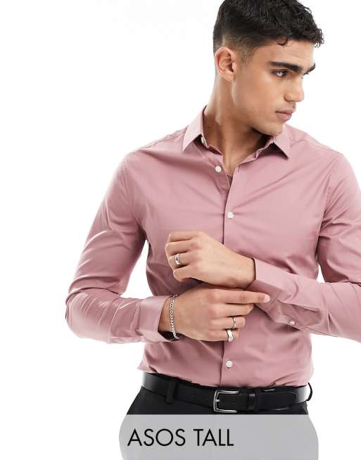 ASOS DESIGN skinny fit shirt in dusty rose