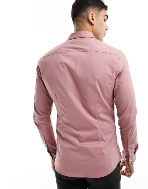 ASOS DESIGN skinny fit shirt in pink | ASOS