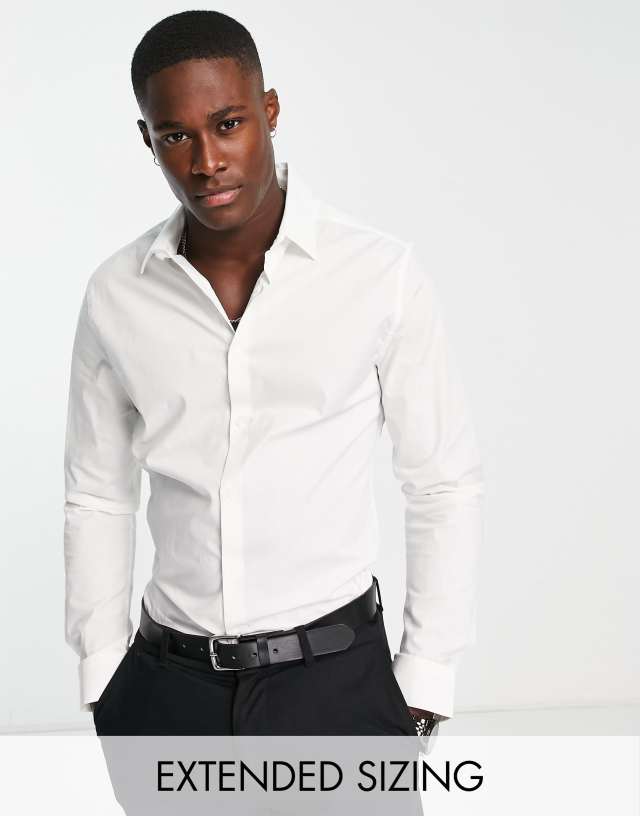 ASOS DESIGN skinny fit shirt in white