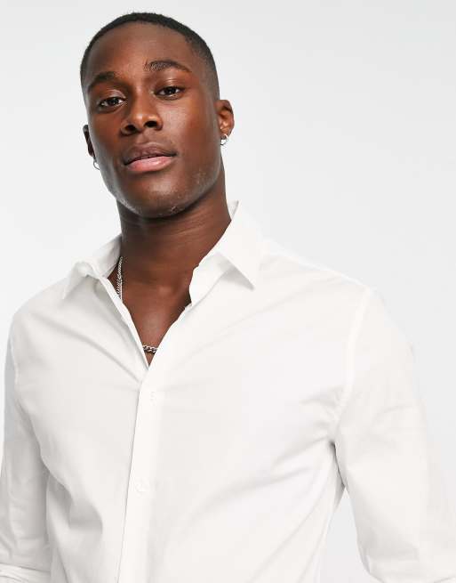 ASOS DESIGN skinny fit shirt in white