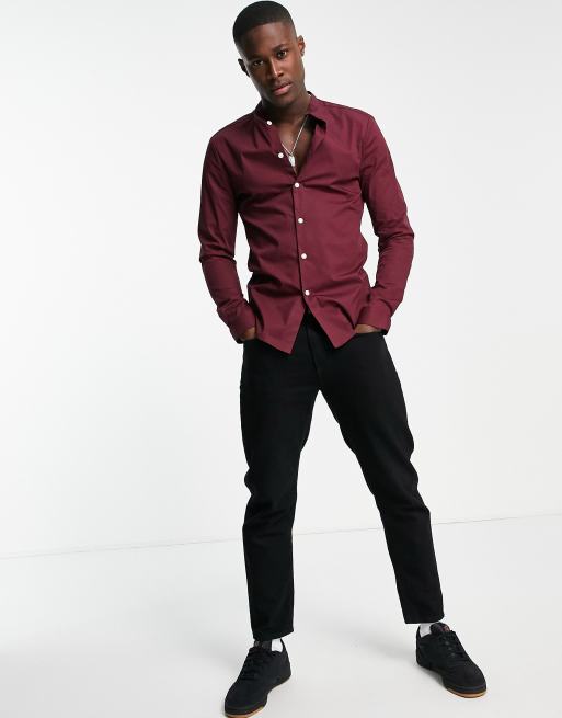 Black jeans cheap burgundy shirt