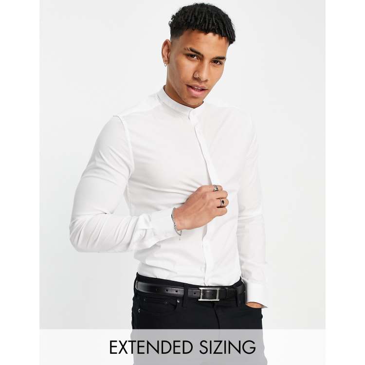 White banded cheap collar dress shirt