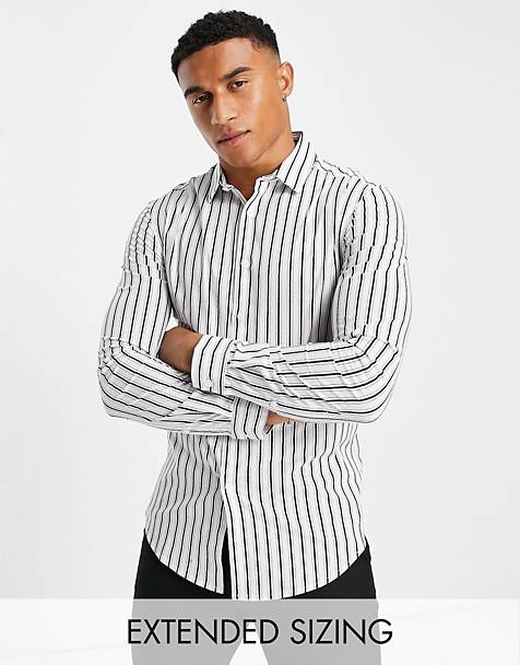 ASOS Herren Kleidung Tops & Shirts Shirts Kurze Ärmel Shirt with 70s collar in knitted stripe 