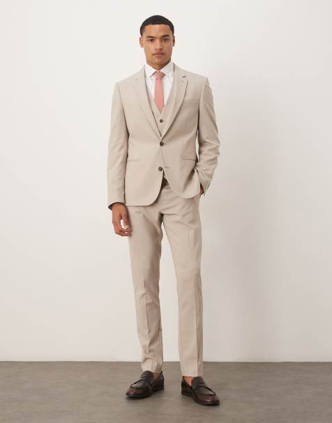 ASOS DESIGN skinny fit suit in ecru - view 1