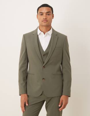 Asos Design Skinny Fit Suit Jacket In Gray