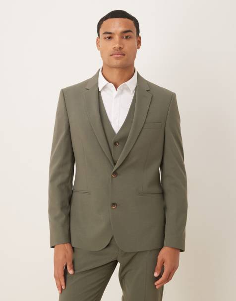 ASOS DESIGN skinny fit suit jacket in khaki green - view 1