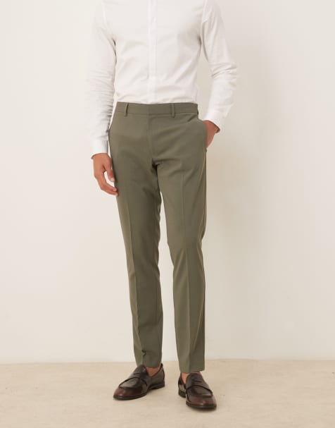 ASOS DESIGN skinny fit suit trousers in khaki - view 1
