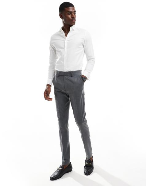 ASOS DESIGN skinny fit  suit trousers with wool  in charcoal grey - view 1