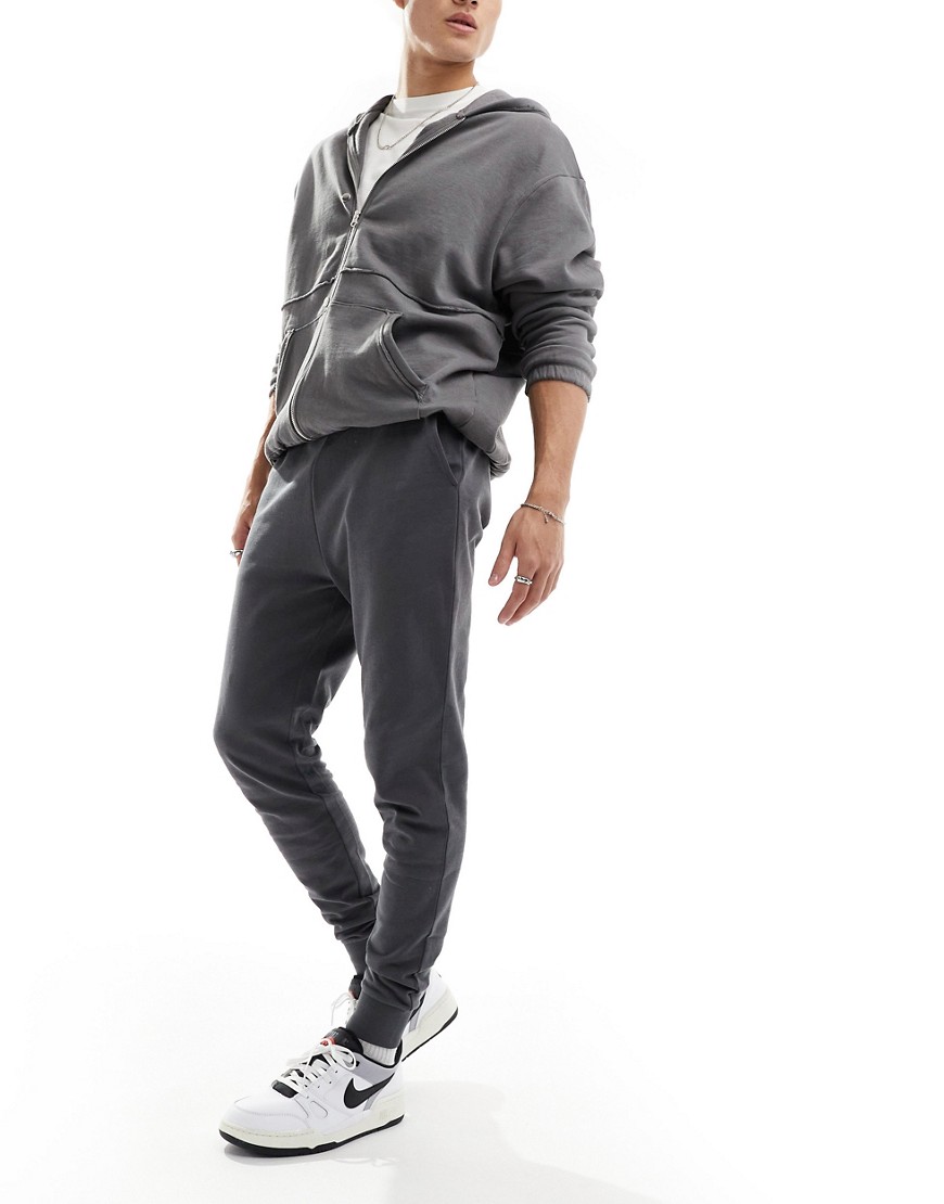 Asos Design Skinny Fit Sweatpants In Gray In Black