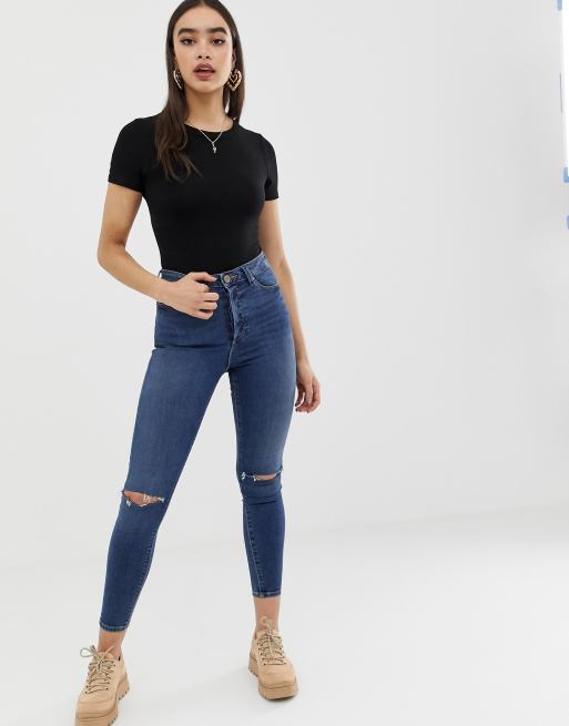 ASOS DESIGN skinny fit t-shirt bodysuit in black