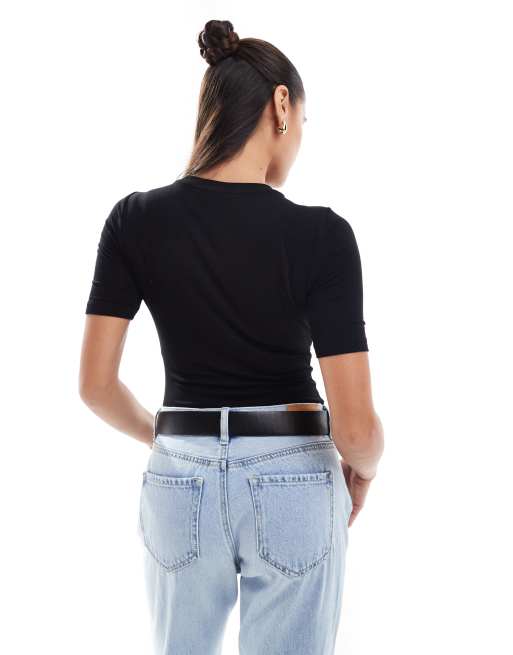 ASOS DESIGN skinny fit t-shirt bodysuit in black, 2 of 4