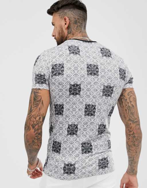 ASOS DESIGN skinny fit t-shirt with all over geo print, 2 of 4