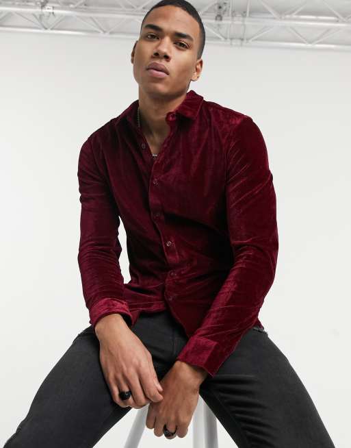 Reebok velour t-shirt with central logo in maroon exclusive to asos